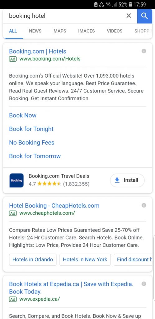 Booking hotel competitors targeting